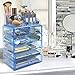 Sorbus Acrylic Makeup Organizer Set, 6-Drawer Vanity & Countertop Cosmetic Storage with Small & Wide Compartments, Blue Brilliance Makeup Storage for Brushes, Jewelry – Holiday Gift for Women & Teens