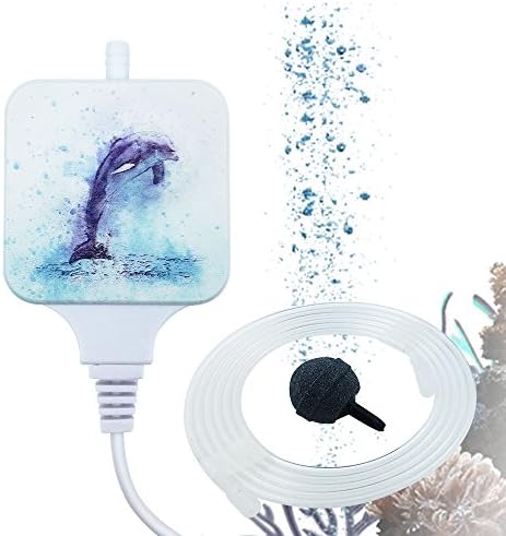 Robest 35dB Quiet Aquarium Air Pump Invisible Tubing Mini Pump for Fish Tank with Air Stone (Dolphin)