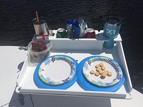 Boat-Utility-Table-with-Cup-Holders-and-Storage-Mounts-in-Rod-Holders-Package-Includes-Fully-Adjustable-Rod-Holder-Mount-Perfect-Boat-Marine-Grill-Accessory-Portable-By-Docktail-Bar