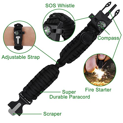 image for Toplus Paracord Survival Bracelet, Outdoor Emergency First Aid Tool Ki