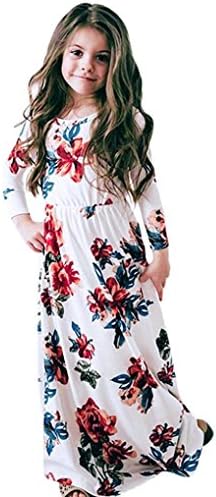 Dress,2018 Baby Girls Flower Print Short/Long Sleeve Princess Dress Long Maxi Sundress