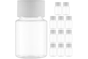 NUOBESTY 12pcs Plastic Empty Pill Bottles Travel Bottles for Medicine with Caps 30ml Empty Pill Containers for Travel and Dai