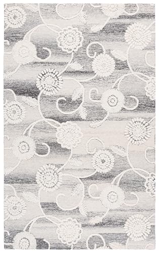 SAFAVIEH Metro Collection Area Rug - 6' Square, Grey & Ivory, Handmade Wool, Id…