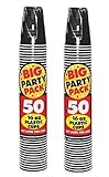 Amscan Big Party Pack Plastic Cups, 16-Ounce, Black (100 pieces)