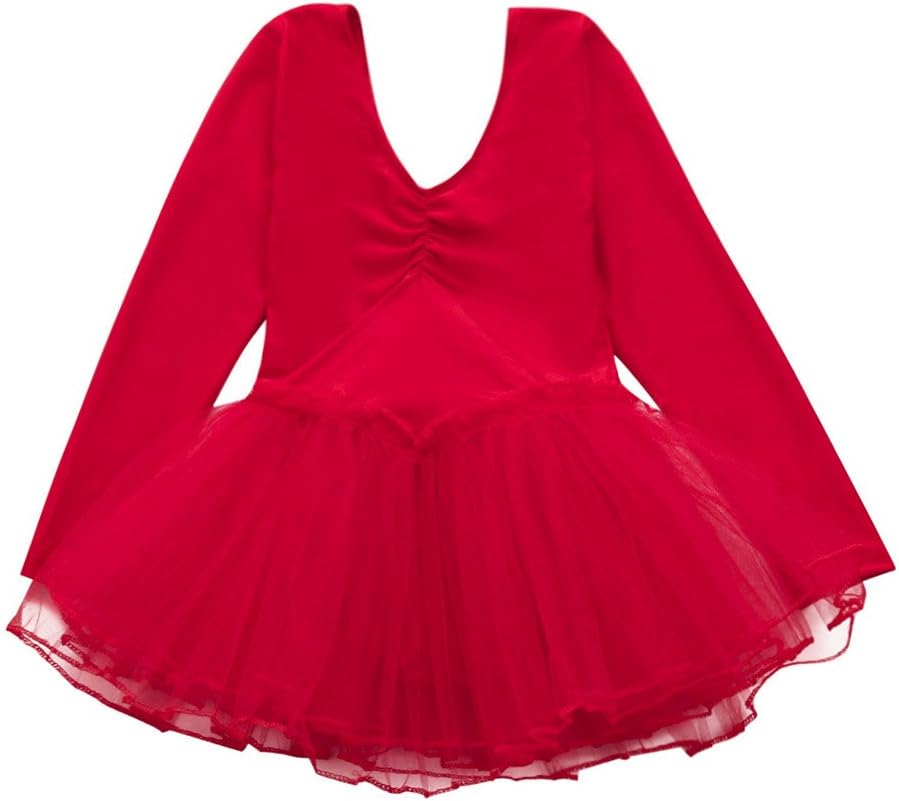 Lyrical Dance Dresses for Girls,Zerototens Girls Ballet Dress Toddler Kids Long Sleeve Leotard Dress Ballet/Dance/Gymnastic Tutu Skirt Dancewear Costume Age 1-4 Years