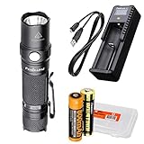 Fenix LD12 320 Lumens Rechargeable LED Flashlight with Fenix ARE-X1+ Charger, Battery and LumenTac Battery Organizer