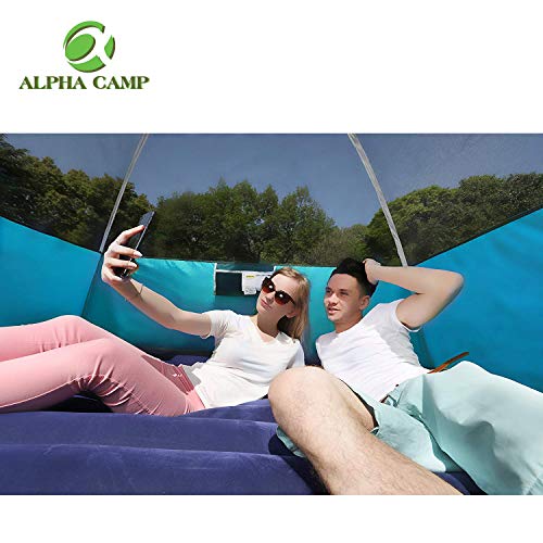 ALPHA CAMP 4 Person Dome Tent for Camping Easy Setup Tent with Foot Mat - 9' x 7' Blue