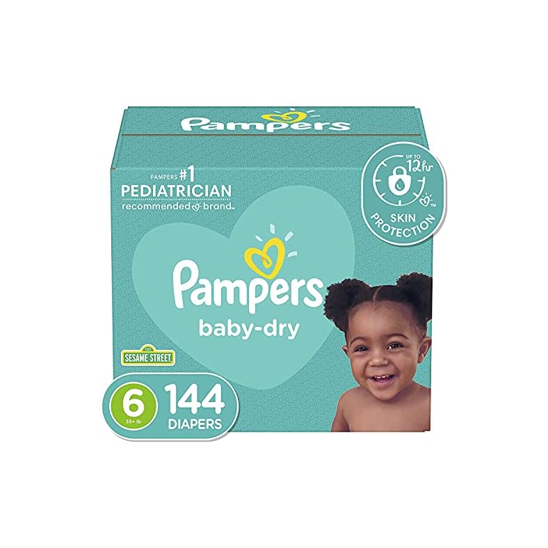 Diapers Size 6, 144 Count – Pampers Baby Dry Disposable Baby Diapers(Packaging & Prints May Vary)