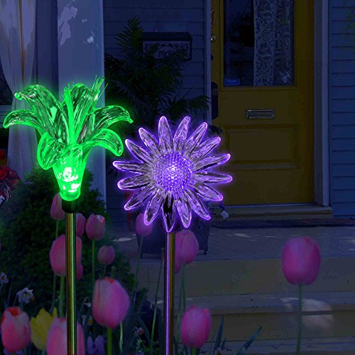 image for SolarDuke Flower Garden Lights Solar Powered Outdoor Stakes Color Chan