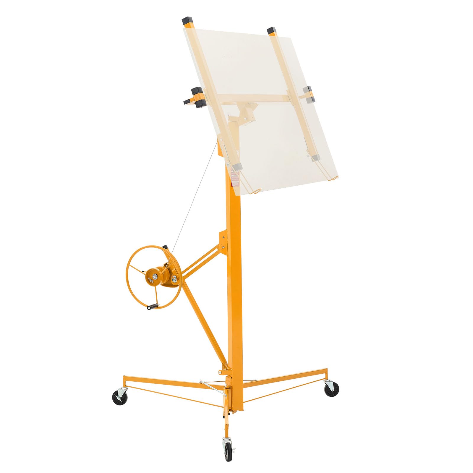 Photo 1 of ***FACTORY SEALED*** VEVOR 16ft Drywall Lift, Heavy-Duty 150 lbs Sheetrock Hoist with Adjustable Telescoping Arm, Lockable Wheels, Drywall Lifter Panel Jack Hoist Tools Ideal for Ceiling & Wall Installation (Yellow)