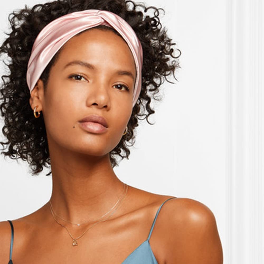 Waterlily Headband 100% Mulberry Silk 22momme Hair Band Head Wrap for Women Soft Natural Organic Beauty Care (Pink) — image 1