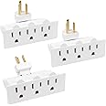 EXTRASTAR 3 Outlet Swivel Wall Adapter, Electrical Outlet Extender with Grounded 180 Degree, 3 Prong Multiple Plug Outlet, ETL Listed Wall Tab for Home Office Dorm - White (3 Pack)