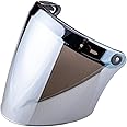 VCOROS Universal 3-Snap Flip Up Visor Shield Lens for Retro Open Face Motorcycle Helmet(Chrome Silver)