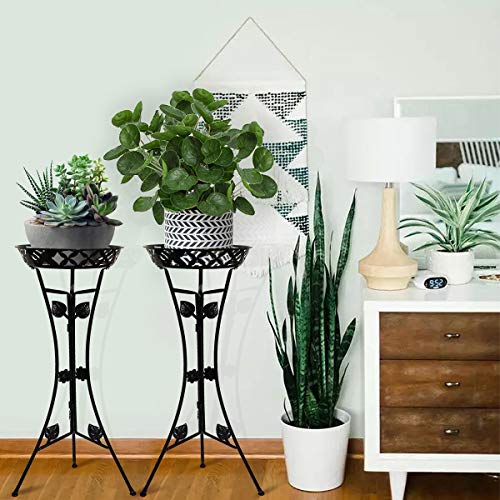 JzNova 2 Pack Metal Tall Plant Stand, Flower Pot Raised Holder, Iron