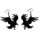 Gothic Black Crow Earrings for Women Vintage Punk Raven Earrings Halloween Costumes Jewelry Gifts