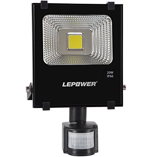 LEPOWER 20W Motion Flood Lights,1600lm Super Bright Outdoor LED Floodlights,Waterproof,Daylight White 6000K,PI