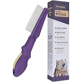 Pet Comb for Grooming Long Haired Cats &amp; Dogs With Stainless Steel Metal Teeth for Shedding and Tangles, Non-slip &amp; Anti-static rubber handle,Safe &amp; Gentle Pet Grooming Comb