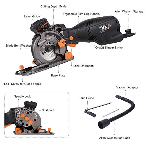 TACKLIFE CSK77AC 31/2" Compact Circular Saw with Laser Guide [Best