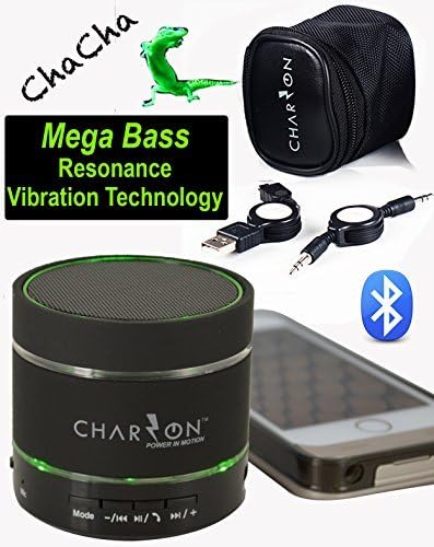 CHACHA Portable Wireless Resonance Vibration Bluetooth Speaker System speakerphone + SD card/ Party lights for iphones, any smartphones, tablets, and computers (BLACK-CHACHA)