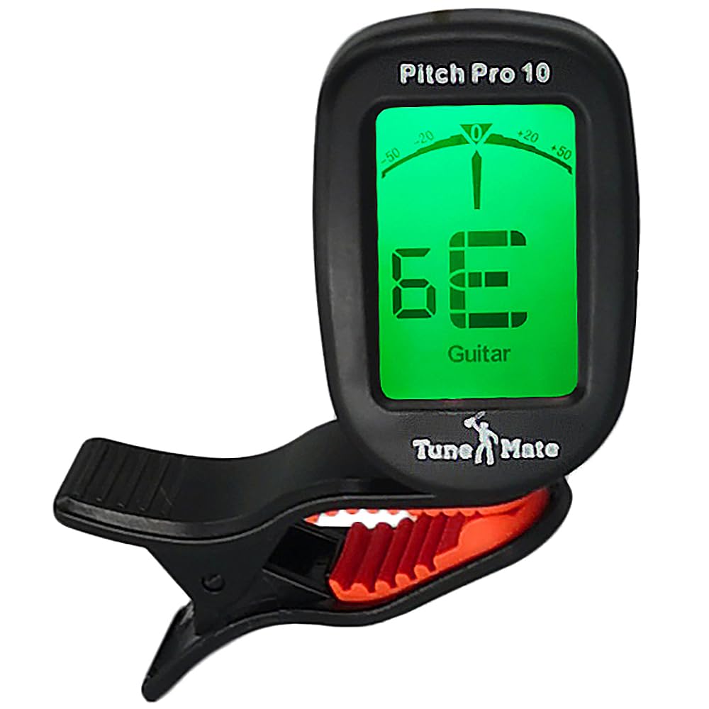 Ukulele & Guitar Clip On Tuner. Battery Included. Also for Bass, Violin, Banjo, Chromatic & Wind. String & Multi Instrument. Acoustic & Electric. UK Company. Easy to Use & Backlit Digital Display.