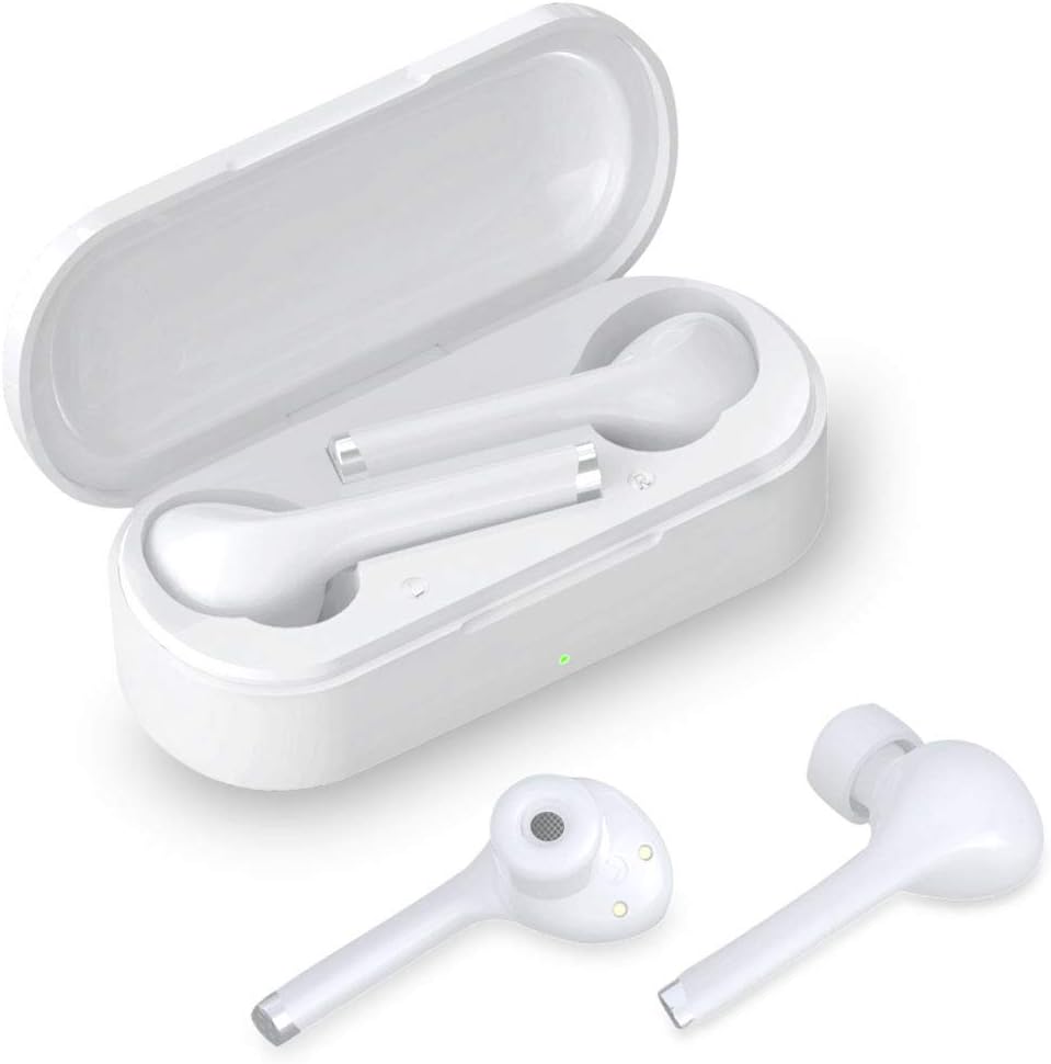 Wireless Earbuds Bluetooth 5.0 TWS Noise Canceling Stereo Earbud for iPhone Android, Waterproof Touch Control Earphones with Charging Case (White)