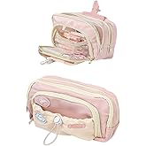 irLocy Cute Aesthetic Pencil Case Kawaii Pencil Case with Kawaii Pins Large Pencil Pouch Holder Preppy Supplies (pink)