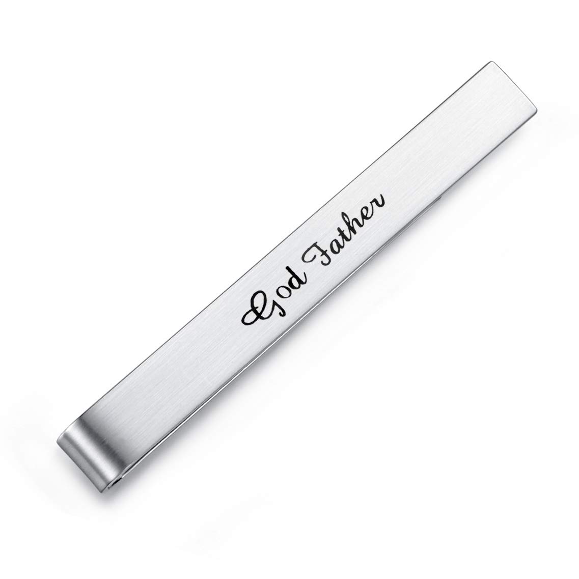 Honey Bear Mens Wedding Marriage Tie Clip Bar - Normal Size Stainless Steel Gift,5.4cm,Brushed SIlver (God Father)