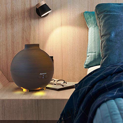 Large Essential Oil Diffuser 600ml for Aromatherapy,Aroma Cool Mist Humidifier Globe with Adjustable Mist Mode - Dark Wood Grain- Filter Free- Last Overnight for Bedroom Office Home Yoga by Aromacare
