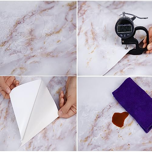 Marble Furniture Stickers Adhesive 90 x 500 cm Adhesive Paper for Furniture | White Marble Waterproof PVC Decorative Kitchen Bathroom Bedroom Self-Adhesive Furniture Sticker