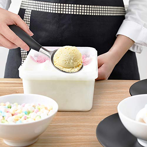 PowerDoF Ice Cream Scoop, Stainless Steel Ice Cream Spoon with Soft Rubber Handle, Perfect Ergonomic Design for Easy Grip, Heavy Duty Icecream Scoop Kitchen Gadgets for Ice Cream, Cookie Dough, Sorbet