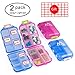 2 Pack Pill case Travel Pill Organizer, Pill Box for Purse Vitamin Fish Oil 10 Compartments Container Medicine Box by M Muchengbao