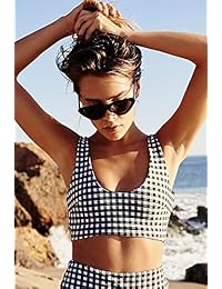 Trajes de baño sexy con estampado de cuadrícula para dama, una pieza, 2 piezas, bikini acolchado, bralette