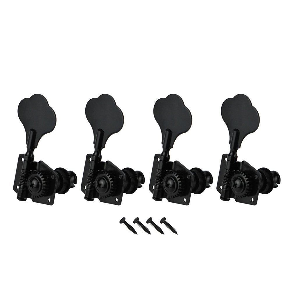 FLEOR 4-in-line Vintage Open Style Gear Bass Tuners Elephant Ear Type Machine Head Tuning Keys Pegs for 4 String Bass Guitar Replacement, 4 Right