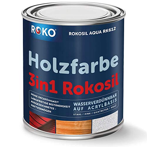 Holzfarbe ROKO - Weiss - 0,7 Kg - 3in1 Premium Holzlack - Für Innen und Außen