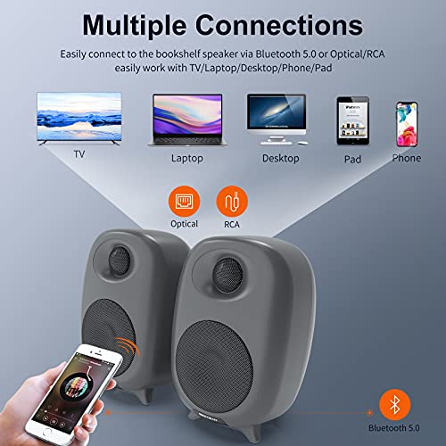 BESTISAN SR06 60 Watt Bookshelf Speakers With Bluetooth 5.0, Wired ...