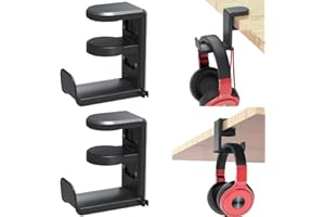 Jindizi 2 Pcs Adjustable Under Desk Headphones Stand Holder - Gaming & Office Headset Hook Hanger, Space-Saving Accessories O