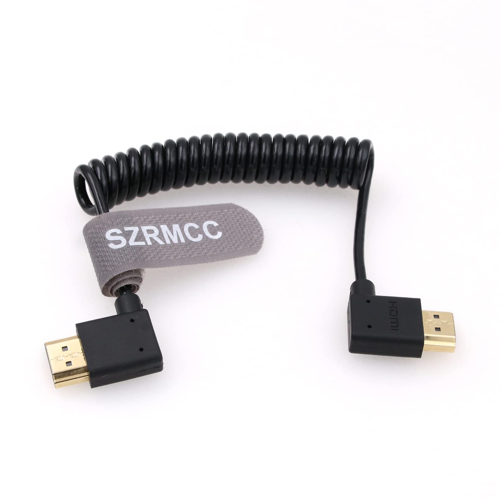 SZRMCC 8k 2.1 HDMI to HDMI Ultra High Speed Coiled Braided Cable for Z Cam E2 Sony FX6 FX9 Canon EOS C70 C300 Portkeys BM5 Atomos Ninjav V Shogun Monitor Left Right Angle — image 1
