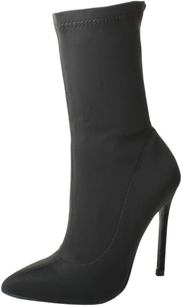 black mid calf high heel boots