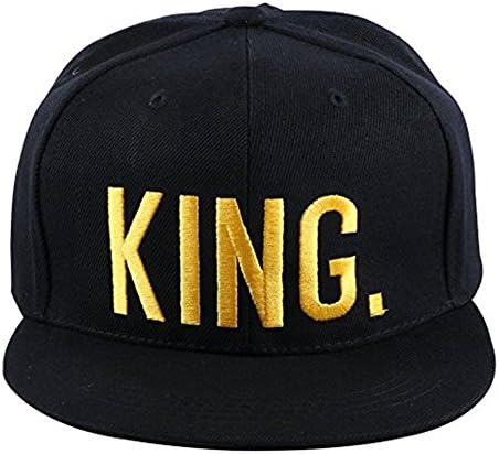Xin Kuang Hip-Hop Hats King and Queen 3D Embroidered Lovers Couples Snapback Caps Adjustable (King)