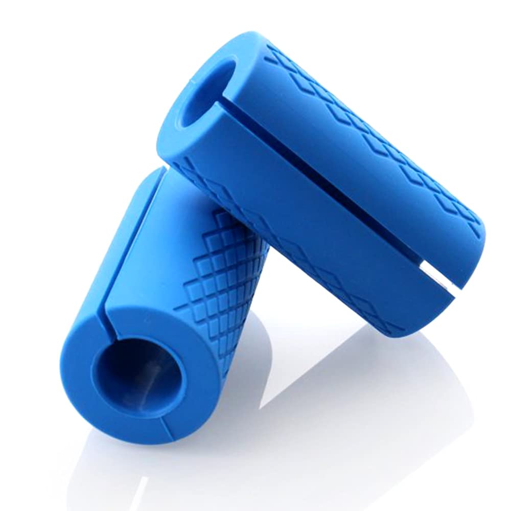 Grip Fat Bar,Dumbbell Fat Barbell Grip, Thick Bar Grips for Weightlifting Fitness Bar Handle Silicone Non-Slip Protective Pad,1 Pair of Blue