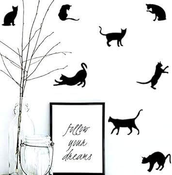 Amazon ぴぴっと ウォールスッテカー 動物 ねこ 簡単 シール Diy インテリア 黒猫 9タイプ ウォールステッカー オンライン通販