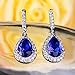 EleQueen 925 Sterling Silver Full Cubic Zirconia Teardrop Bridal Dangle Earrings Blue