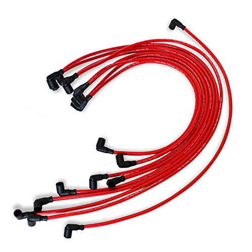 For Racing Chevy V8 HEI Distributor w/ 65K Coil & Red 90 Degree Spark Plug Wires