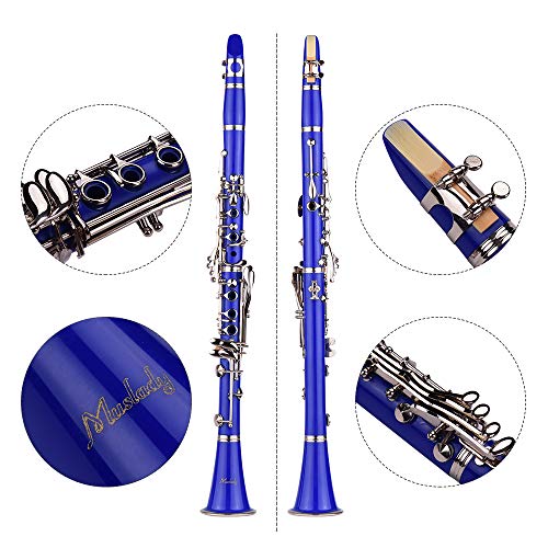 Clarinet,Muslady 17-Key Clarinet,Bb Flat ABS Woodwind Instrument with Carry Case Gloves Cleaning Cloth Mini Screwdriver Reed Case 10pcs Reeds
