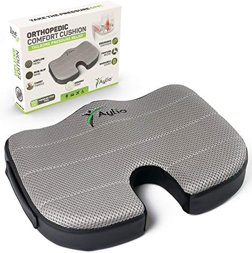 Coccyx Tailbone Memory Foam Pressure Relief Comfort Seat Cushion for Office Desk Chair, Car, Plane, Wheelchair