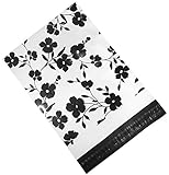 Poly Mailers 10x13 - Black Floral Print - Premium Unpadded Shipping Envelopes - Pack of 100