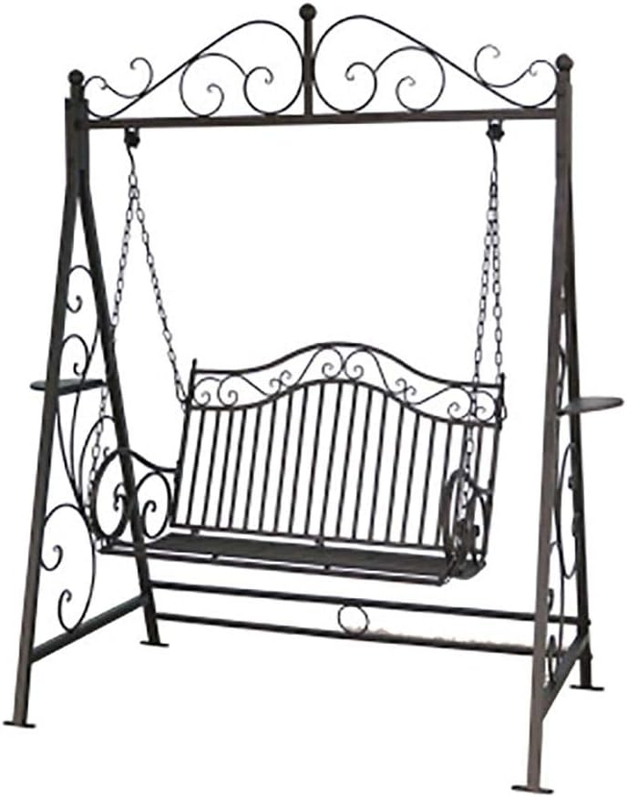 Balancin Jardin Exterior, Hierro Forjado Columpio Jardin Exterior,Negro