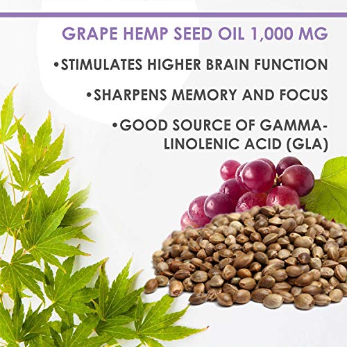 Grape Hemp Seed Oil Extract for Pain Relief, Stress, Anxiety, Sleep, Keto 1000mg