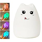 Lafedy LED Night Light Multicolor Silicone Soft Baby Light Nursery Lamp Portable Silicone Cute Night Lamp Rechargeable GIFT Night Lamp for Kids Children(GreedyCat)