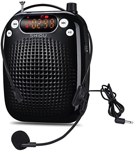 Portable Voice Amplifier 10W Personal Amplifier Speaker with FM Radio, Hi-Fi Waistband Loudspeaker, Voice Speaker with Headset Microphone for Elderly,Teachers, Presentation, Tour Guides (Black)